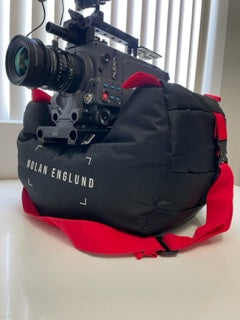 Customizable Professional Steady bag (Steady Saddle) Custom Bag with Custom name with an Arri camera on top